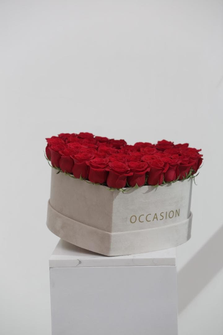 Corazón 1 Velvet con 45 Rouge Roses Por fuera
