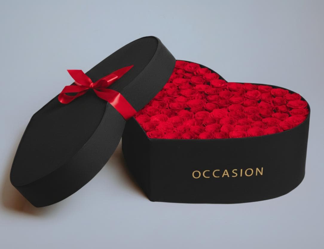 Corazón 4 Negro con 250 Rouge Roses