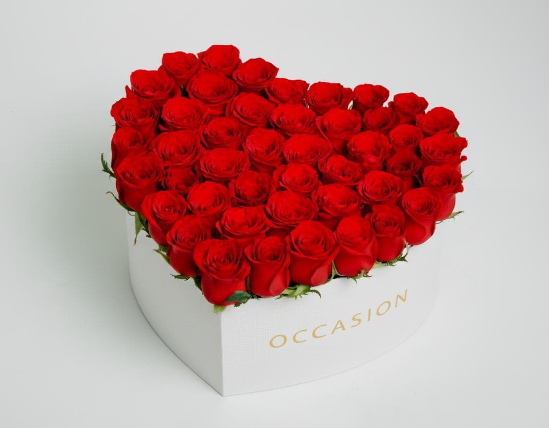 Corazón blanco 45 Rouge Roses Por fuera