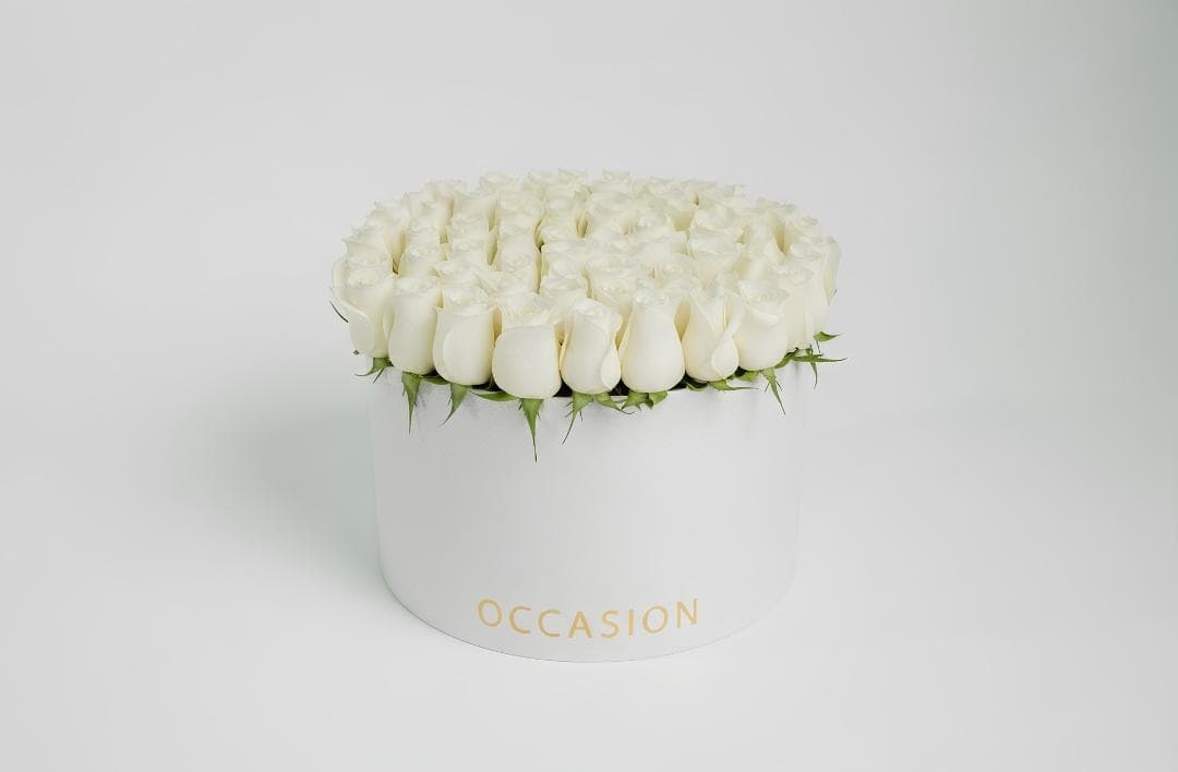 Cilindro blanco 80 Snow Roses