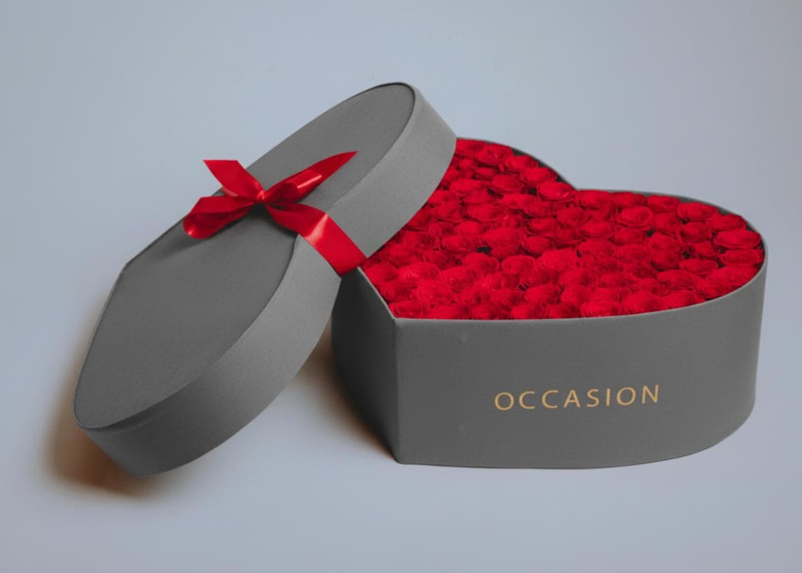 Corazón gris 100 Rouge Roses